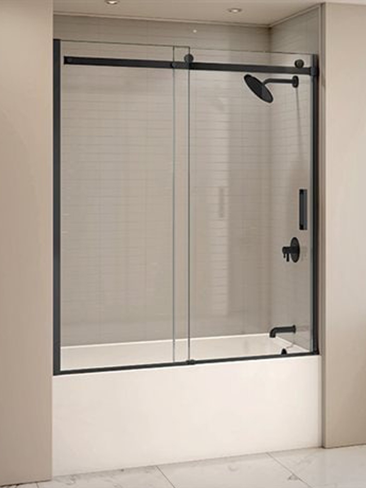 sliding shower black bathtub glass