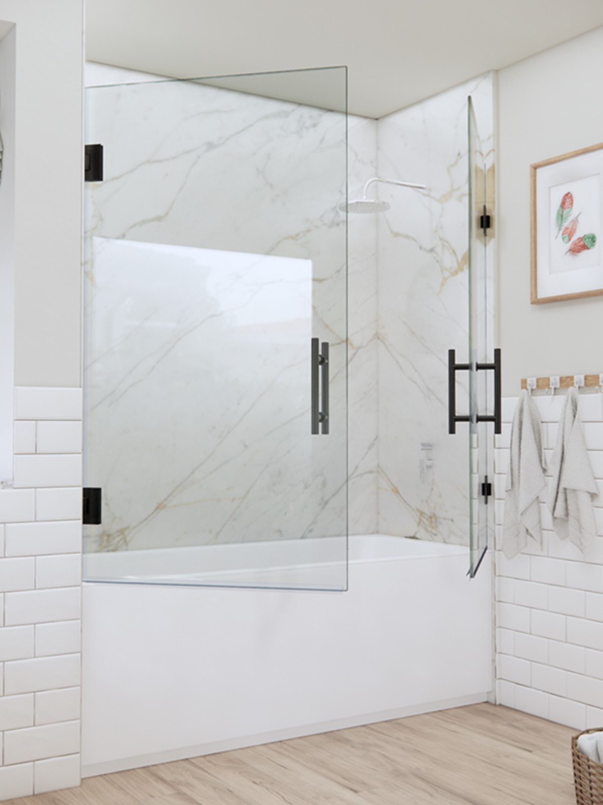 swing bathtub glass doors