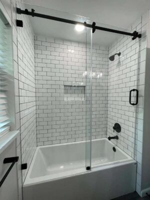 sliding track bathtub shower