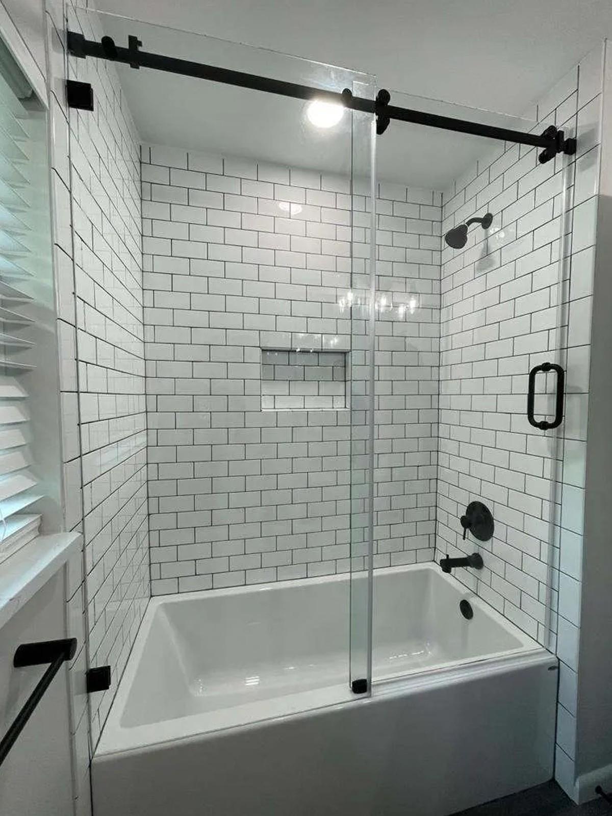 sliding track bathtub shower