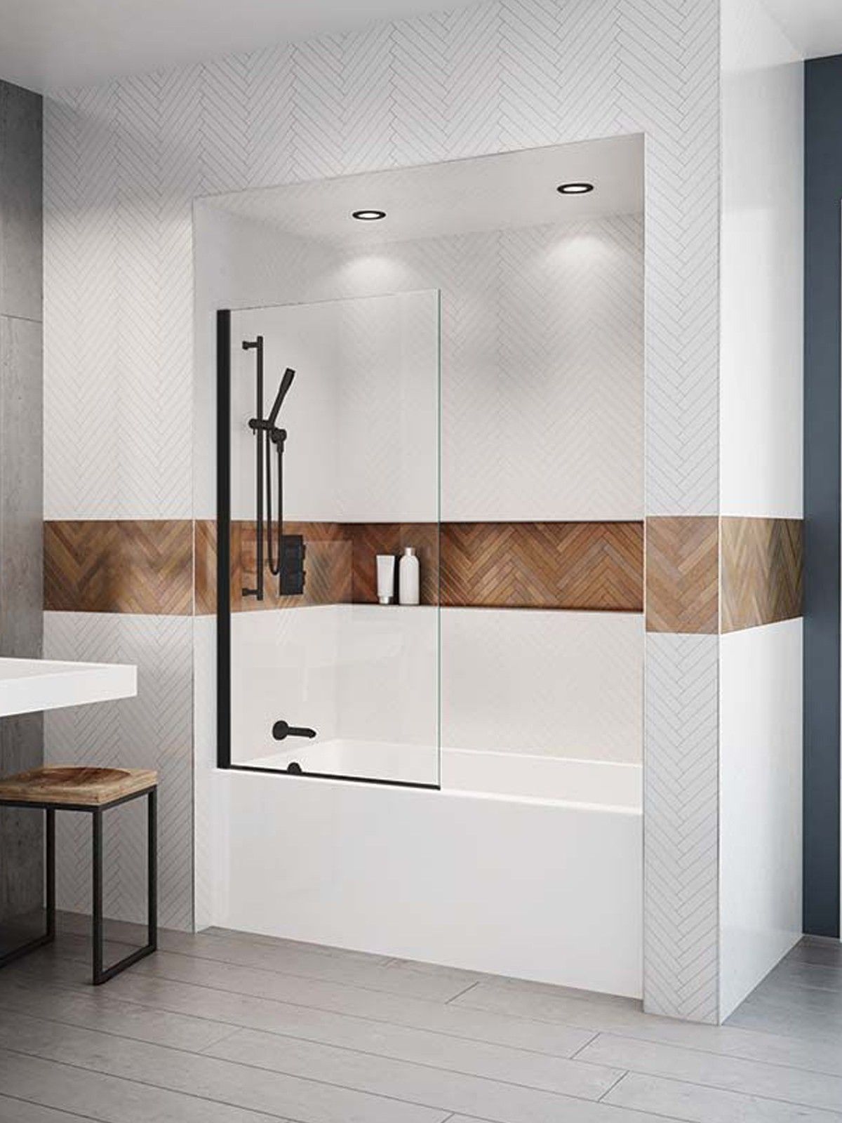 shower screen with black frame