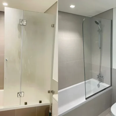 Frosted and Clear Bathtub Glass Installation