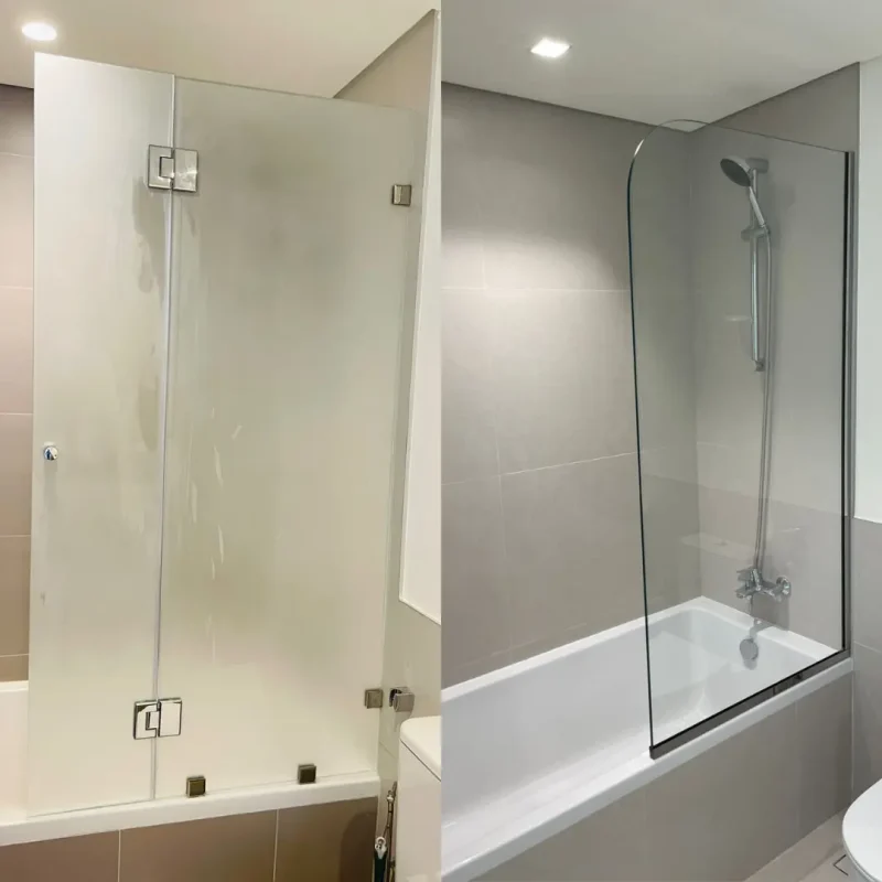 Frosted and Clear Bathtub Glass Installation