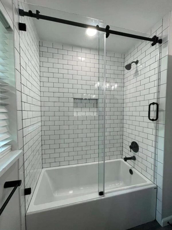 sliding track bathtub shower